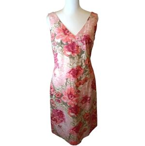 Talbots brand new sheath dress size 4. Pink orange red floral design.
